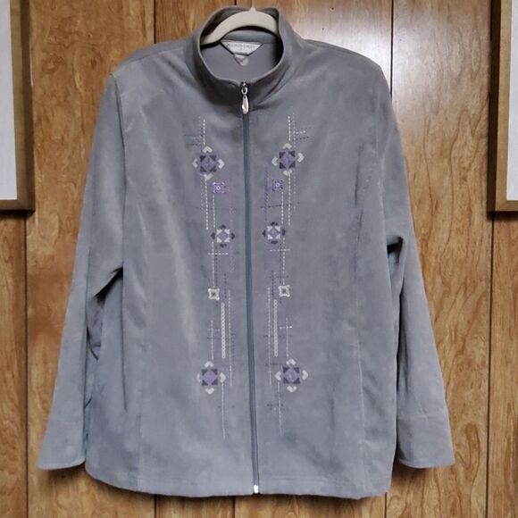 Allison Daley | Gray Corduroy Zip Front Jacket | Size 20W - Picture 1 of 7